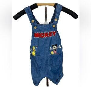 Disney Baby Mickey Mouse & Pluto Denim Shortall Size 12 Months